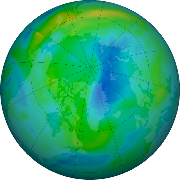 Arctic ozone map for 02 October 2022